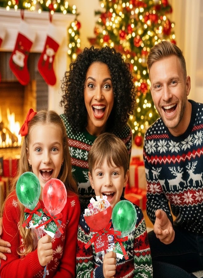 Simgoing 96 Pack Christmas Party Favor Return Gifts for Party Christmas Candy Container Goodie Bags Stuffers Empty Giant Lollipop Fillable Hold from Teacher for Classroom Exchange Stationery Filler - Image 3